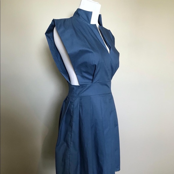 Vintage handmade blue cotton apron front dress - Picture 5 of 9